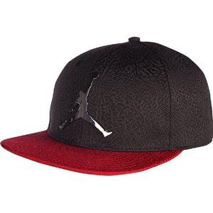 Youth Nike Air Jordan Snapback Hat Retro Elite‎ Elephant Print Black Red Cap